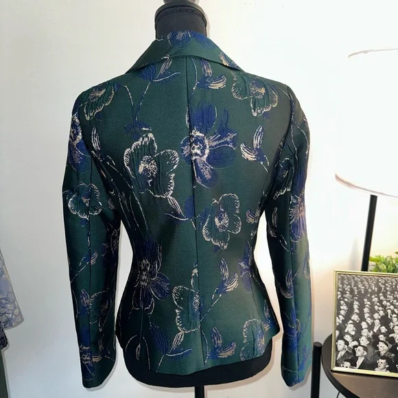 Tahari ASL Green and Blue Floral Blazer - Picture 3 of 5